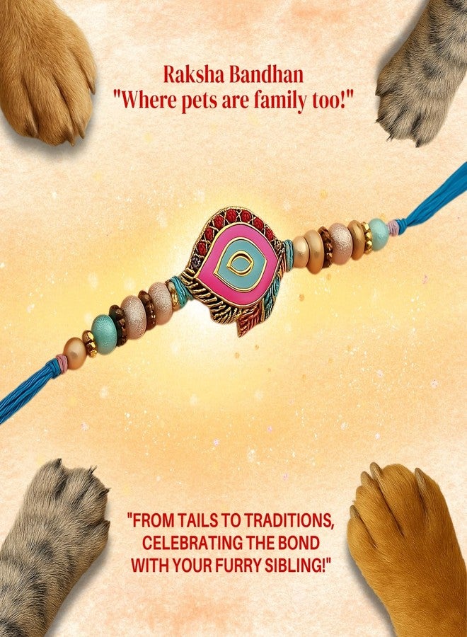Sage Square Paw Bandhan Rakhi for Dog, Cat & Small Pets | Celebrate Bonds of Love This Raksha Bandhan | Cute Rakhi with Beads, Decorative Threads | Gift for Pet Lovers & Furry Companions (Type 17) - Image 5